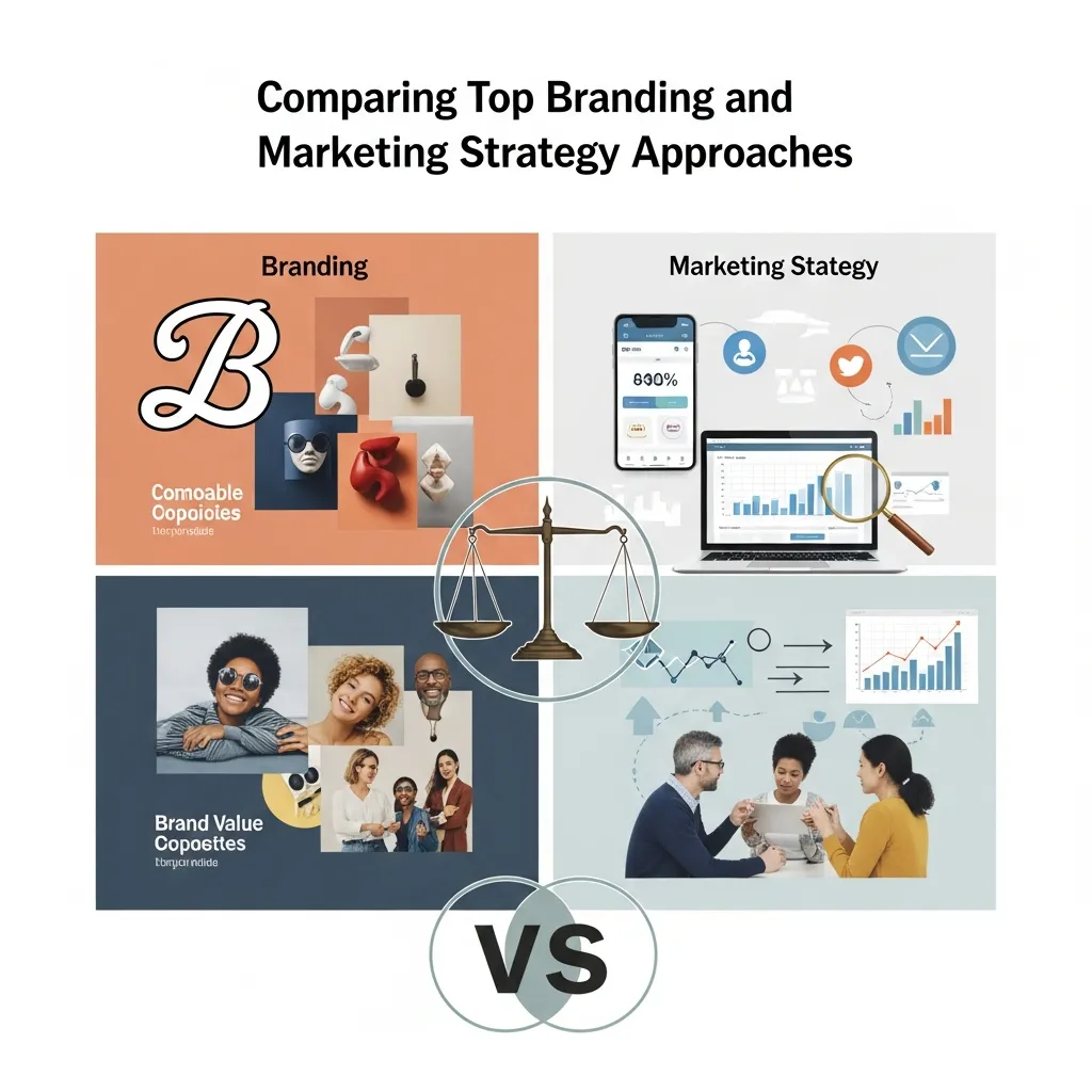 Marketing team comparing traditional and modern branding strategy approaches