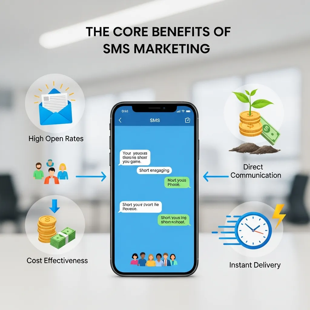 Marketing funnel comparing SMS, email, and social media effectiveness