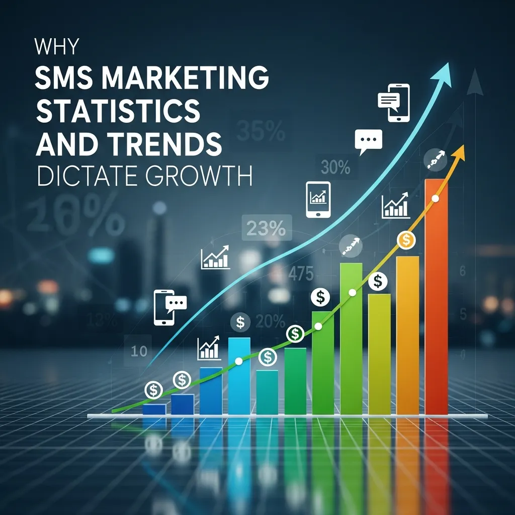 Smartphone displaying SMS campaign results with high engagement and response rates