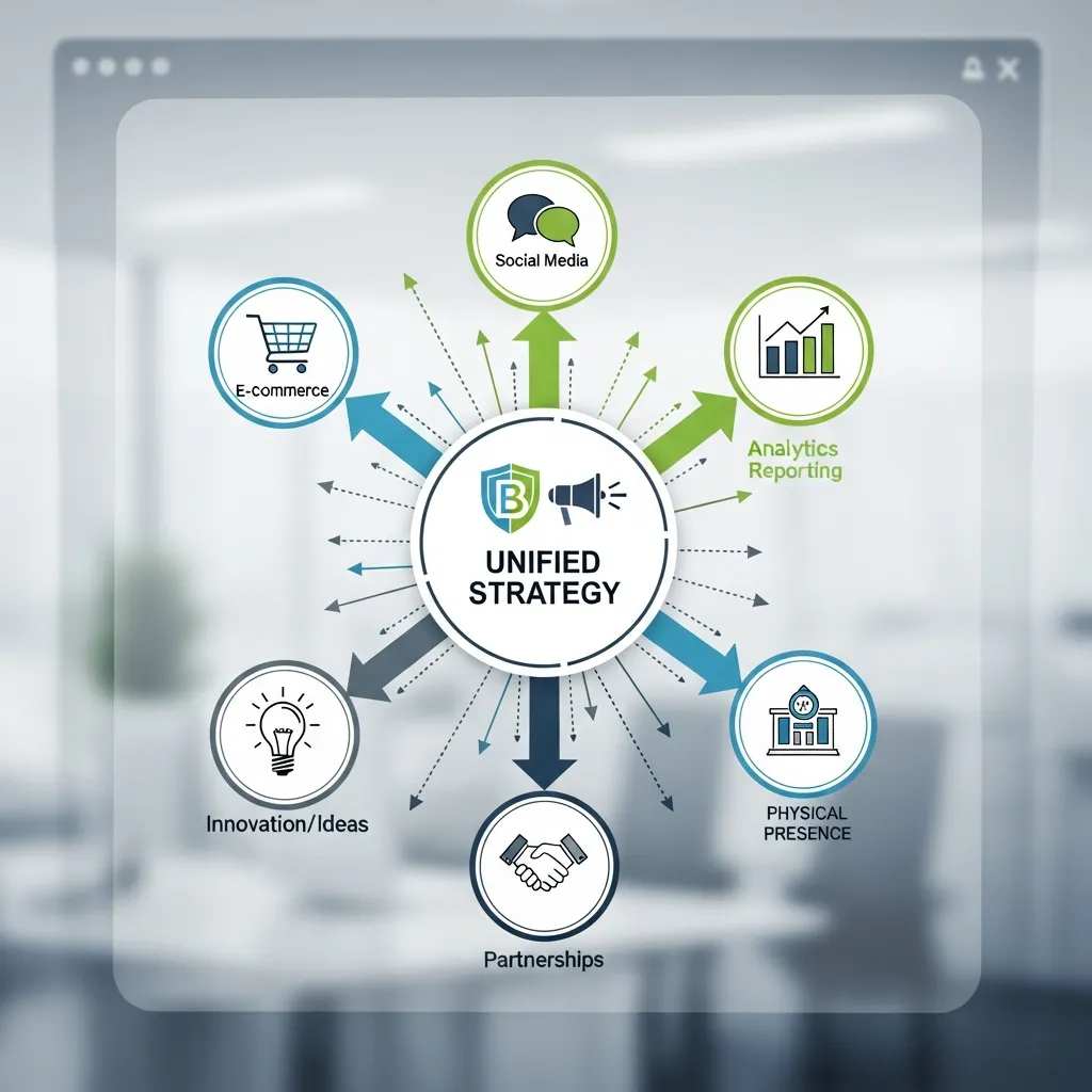 Business team aligning branding and marketing strategy for consistent brand messaging