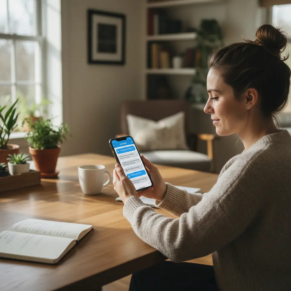 Embracing Conversational Commerce: A smartphone screen displaying a two‐way SMS conversation—chat bubbles from an AI chatbot handling routine inquiries (order status, product questions), keyword triggers like 'VIP' or 'SALE' instantly unlocking personalized discount codes, and a seamless handoff to a live agent for complex requests.